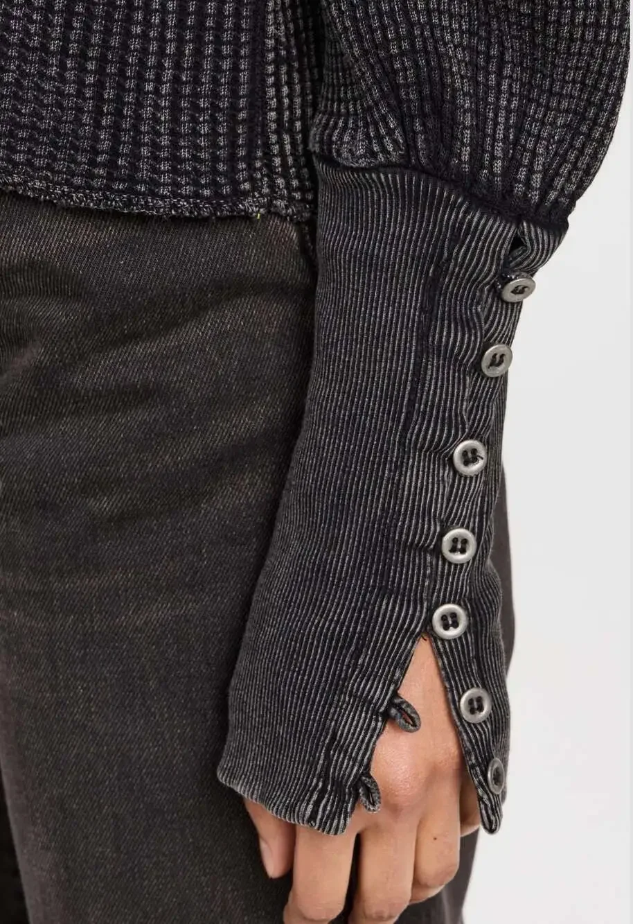 Free People FP One Wesley Thermal Long Sleeve Button-Cuff Top